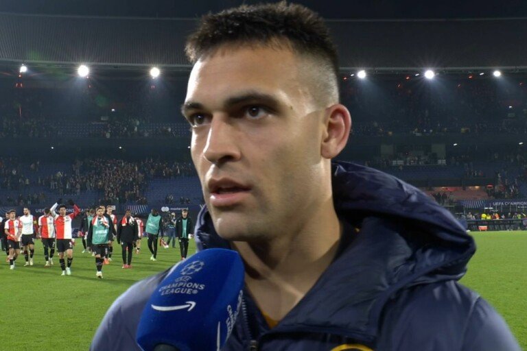 Lautaro Martinez intervistato dopo una partita di Champions League