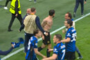 L'esultanza di Acerbi dopo il gol in Inter-Barcellona di Champions League
