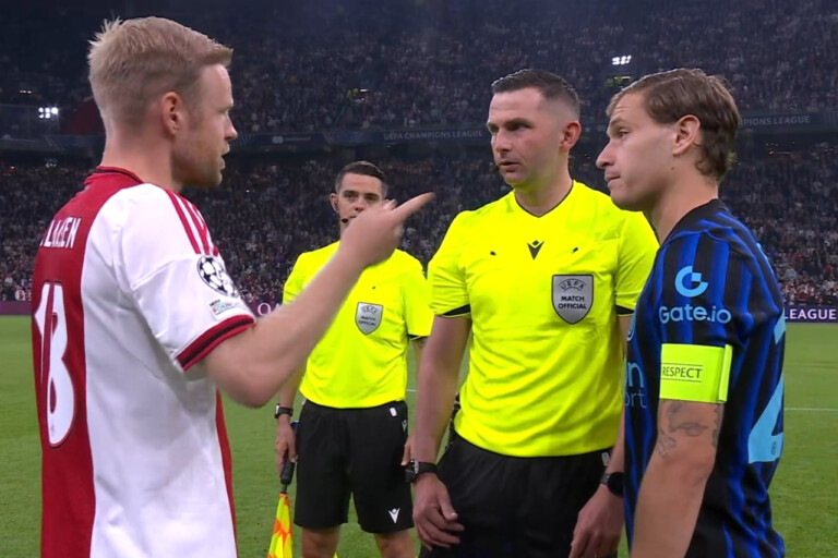 Davy Klaassen e Nicolò Barella prima di Ajax-Inter